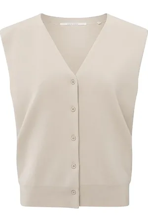 YAYA Het gilet van is een minimalistisch vest zonder mouwen met een effen patroon en knoopsluiting