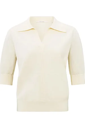 YAYA De knitted polo with transparent van combineert een casual stijl met een elegante uitstraling