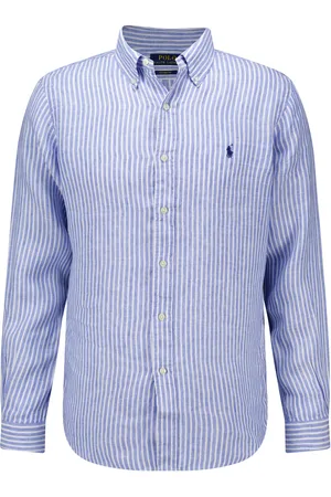 Ralph Lauren Het Overhemd van is een stijlvol heren overhemd met een button down kraag, lange mouwen en een klassiek streeppatroon