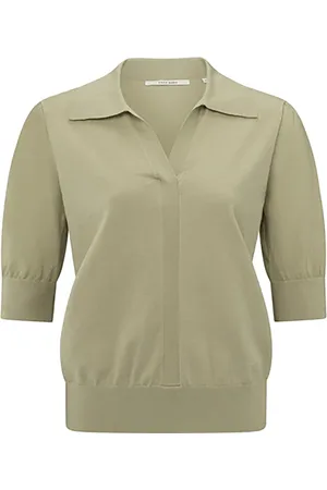 YAYA De knitted polo with transparent van combineert een casual stijl met een elegante uitstraling