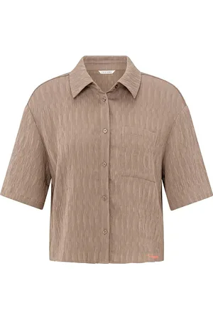 YAYA Textured short sleeve blouse