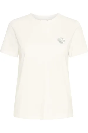 Ichi Het T-shirt Camino van is een casual en minimalistisch dames T-shirt met een ronde hals en korte mouwen