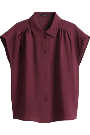 Opus De blouse van biedt een casual stijl met een button down kraag en korte mouwen