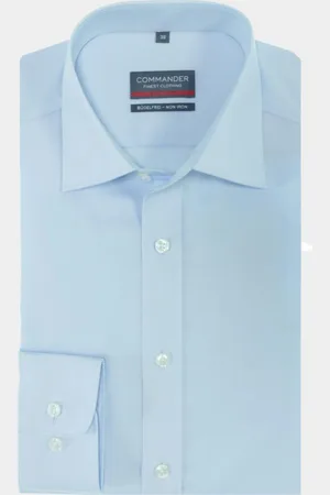 Commander Business hemd lange mouw overhemd lichtblauw slim fit 213009307/600