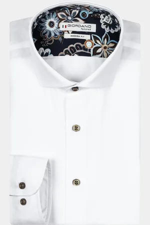 Giordano Casual hemd lange mouw Row, LS Cutaway Herringbone 427878/10