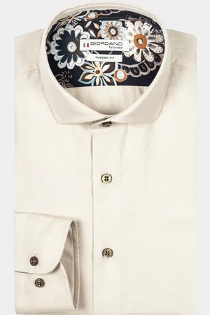 Giordano Casual hemd lange mouw Row, LS Cutaway Herringbone 427878/81