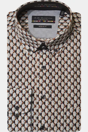 R.B. Boston Casual hemd lange mouw Regular Fit Cotton 427670/619