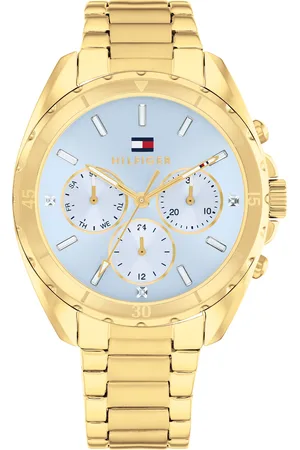 Brandfield Tommy Hilfiger goudenkleurige dames horloge met blauwe wijzerplaat