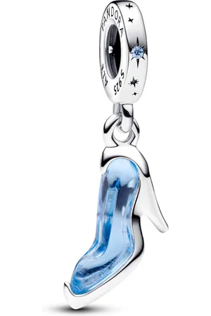 Brandfield Pandora Disney Assepoester glazen muiltje hangende bedel - Blauw & Zilver