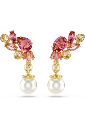 Brandfield Swarovski - Dames Oorbellen - goudkleurig & Oranje & Rood
