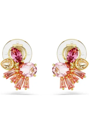 Brandfield Swarovski - Dames Oorbellen - goudkleurig & Oranje & Rood
