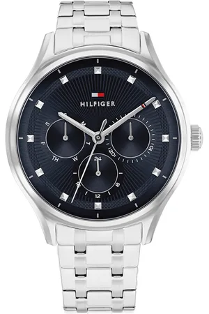 Brandfield Tommy Hilfiger zilverkleurige dames horloge met blauwe wijzerplaat