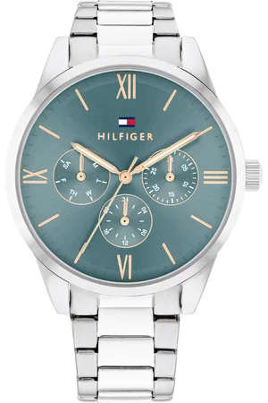 Brandfield Tommy Hilfiger zilverkleurige dames horloge met blauwe wijzerplaat