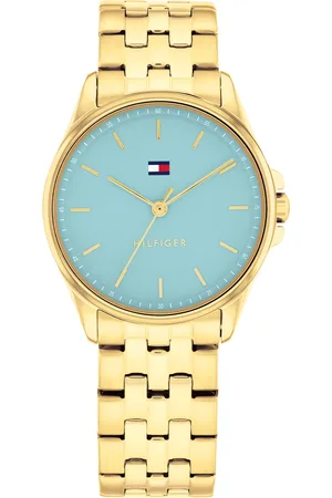 Brandfield Tommy Hilfiger goudenkleurige dames horloge met blauwe wijzerplaat