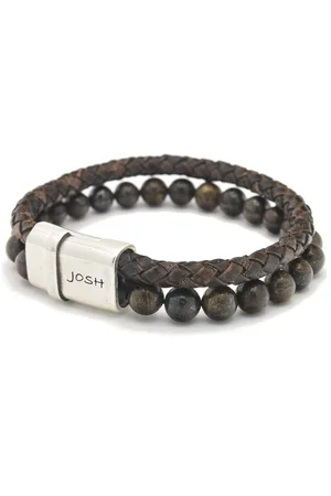Brandfield Josh - heren Armband - Bruin & Zilver