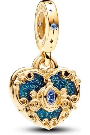 Brandfield Pandora Disney Assepoesters koets & hart dubbele hangende bedel - Blauw & goudkleurig