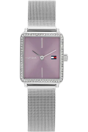 Brandfield Tommy Hilfiger zilverkleurige dames horloge met Paars wijzerplaat