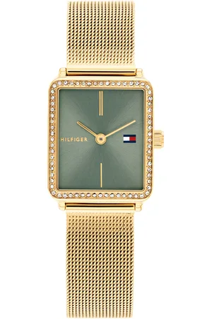 Brandfield Tommy Hilfiger goudenkleurige dames horloge met groene wijzerplaat