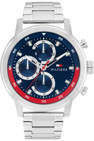 Brandfield Tommy Hilfiger zilverkleurige heren horloge met blauwe wijzerplaat