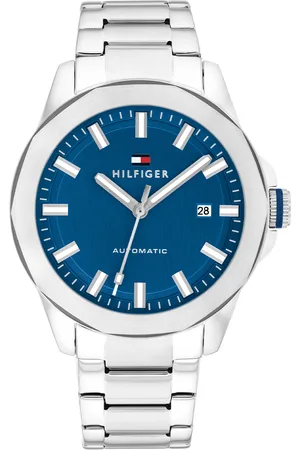 Brandfield Tommy Hilfiger zilverkleurige heren horloge met blauwe wijzerplaat