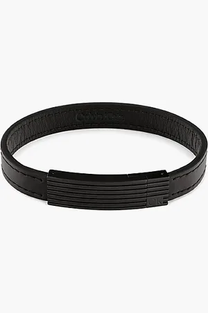 Calvin Klein Slanke zwarte leren armband
