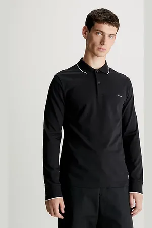 Calvin Klein Slim piqué polo met lange mouwen