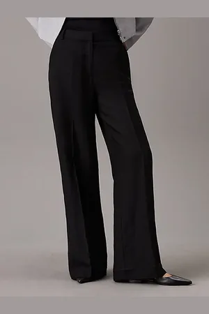 Calvin Klein Broek met wijde pijpen van linnenmix