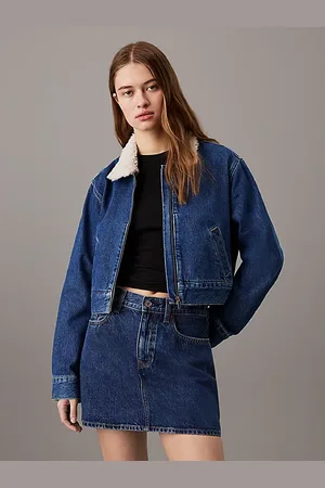 Calvin Klein Cropped spijkerjas met rits