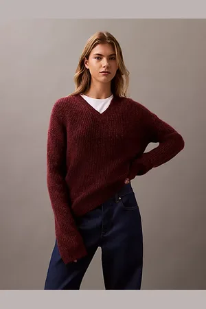 Calvin Klein Wollen trui met V-hals en stiksel