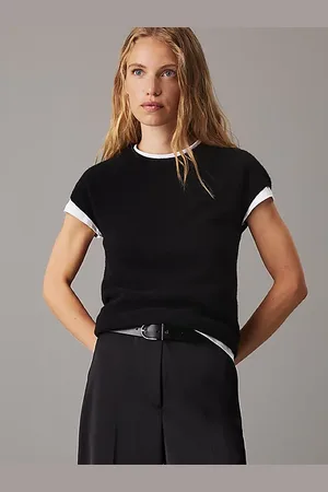 Calvin Klein Slim wollen trui met korte mouwen
