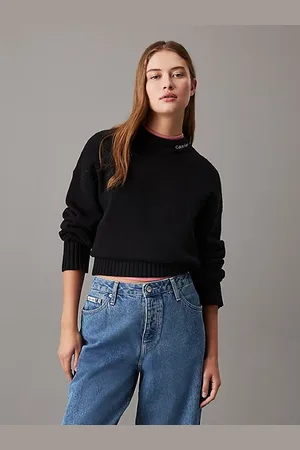 Calvin Klein Katoen-wollen kraagtrui met logo