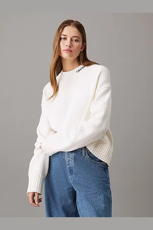 Calvin Klein Katoen-wollen kraagtrui met logo
