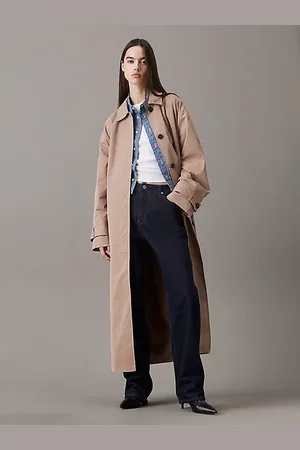 Calvin Klein Lange Trenchcoat van Katoen en Nylon