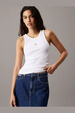 Calvin Klein Smalle geribbelende katoenen tanktop
