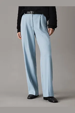 Calvin Klein Broek met wijde pijpen van stretchwol