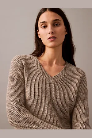 Calvin Klein Wollen trui met V-hals en stiksel
