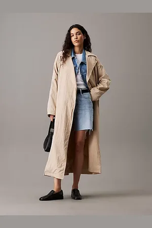 Calvin Klein Lange trenchcoat van zacht nylon