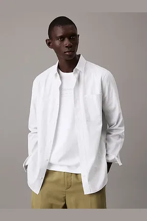 Calvin Klein Gestreept overhemd van stretch poplin