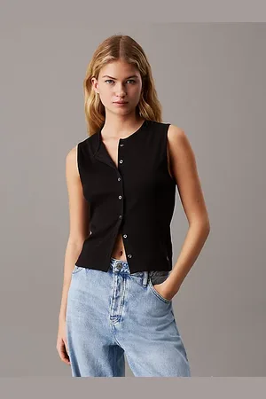 Calvin Klein Slim vest van ribkatoen