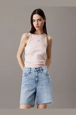 Calvin Klein Smalle geribbelende katoenen tanktop