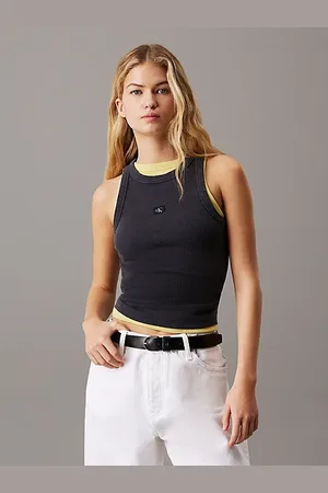 Calvin Klein Smalle geribbelende katoenen tanktop