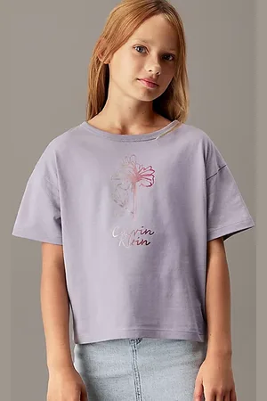 Calvin Klein Hoekig T-shirt met bloemafbeelding