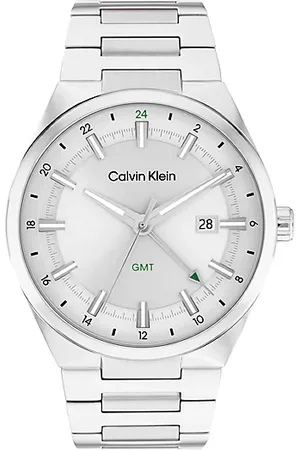 Calvin Klein Roestvrijstalen GMT-horloge met grijze wijzerplaat