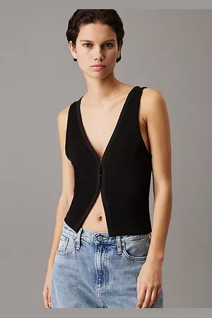 Calvin Klein Zacht gebreid haak-en-oog vest