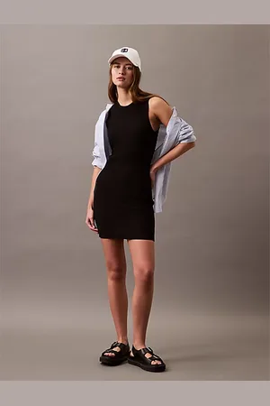 Calvin Klein Sculpted minijurk van ribtricot