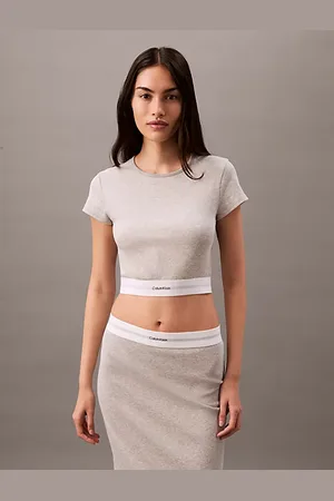 Calvin Klein Cropped Lounge T-shirt - Cotton Stretch Rib