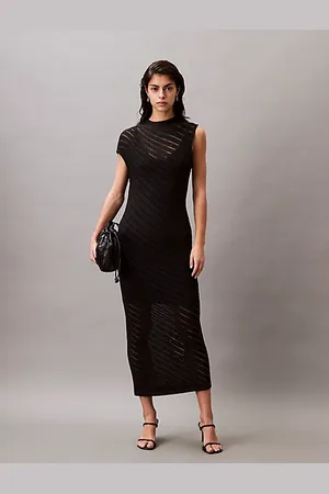Calvin Klein Asymmetrische jurk met hooggesloten hals