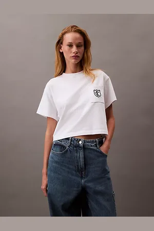 Calvin Klein Cropped T-shirt met schildlogo