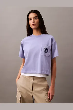 Calvin Klein Cropped T-shirt met schildlogo