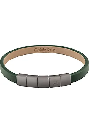 Calvin Klein Geometrische armband van leer en staal